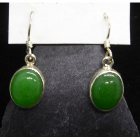 Boucles d'Oreille en Jade et Argent