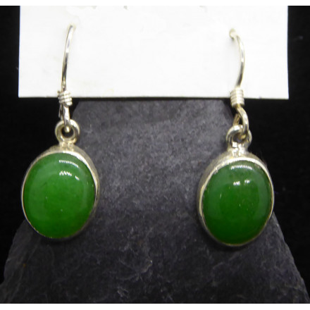 Boucles d'Oreille en Jade et Argent