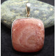 Rhodocrosite and Silver Square Pendant