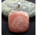 Rhodocrosite and Silver Square Pendant