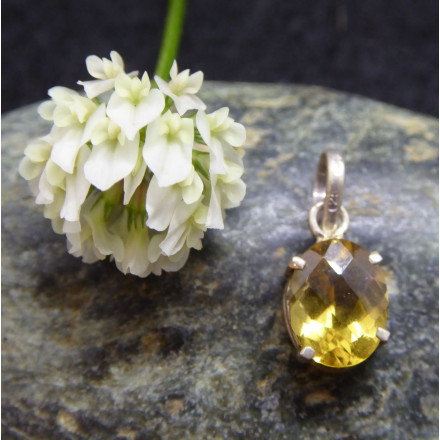 Pendentif Oval Citrine et Argent 925