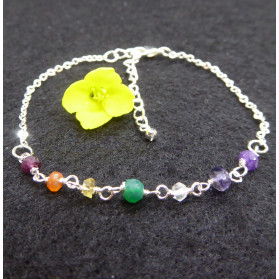 Bracelet fin Chakra en pierre facettée