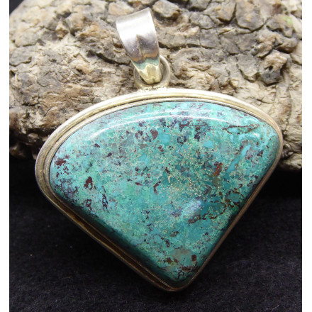 Pendentif en Chrysocolle montée sur argent