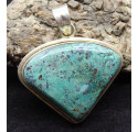 Pendentif en Chrysocolle montée sur argent