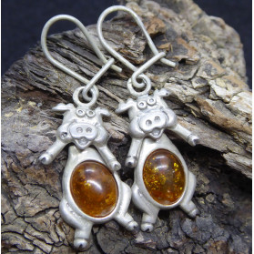 Amber Pig Earings