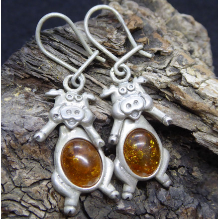 Amber Pig Earings