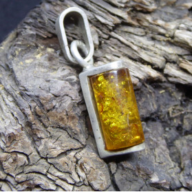 Roll Amber Silver Pendant