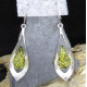 Green Amber Silver Earrings