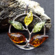 Amber Silver Tree of Life Medaillon