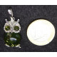 Pendentif Chouette en Ambre Vert et Argent