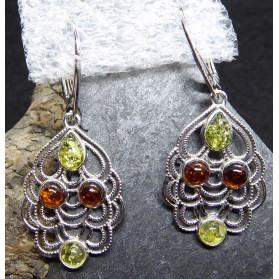 Amber Silver Lace Earrings