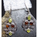 Amber Silver Lace Earrings