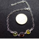 Bracelet Ambres Vert Jaune Orange sur chainette argent