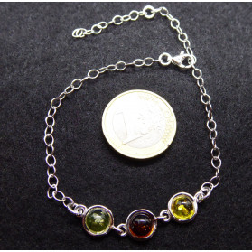 Green Yellow Orange Amber with Silver small chain