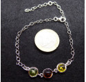 Bracelet Ambres Vert Jaune Orange sur chainette argent