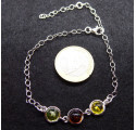 Green Yellow Orange Amber with Silver small chain